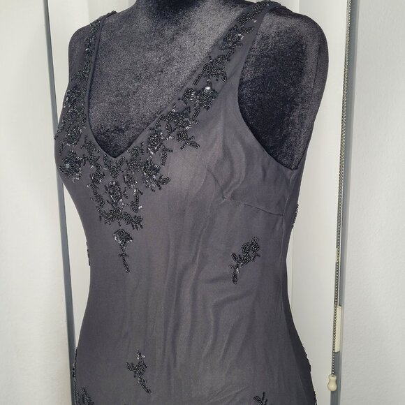 Scala Black Silk Beaded Evening Dress with Sheer Jacket – Size 16 - Picture 13 of 16